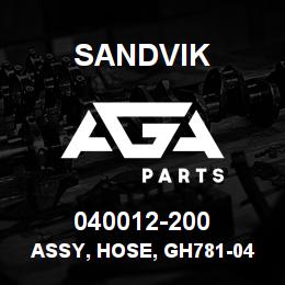 040012-200 Sandvik ASSY, HOSE, GH781-04-06FJ-06FJ | AGA Parts