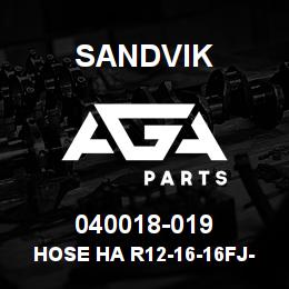 040018-019 Sandvik HOSE HA R12-16-16FJ-000-16FJ-22.9 | AGA Parts