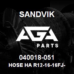 040018-051 Sandvik HOSE HA R12-16-16FJ-000-16FJ-54.9 | AGA Parts