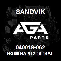 040018-062 Sandvik HOSE HA R12-16-16FJ-000-16FJ-65.9 | AGA Parts