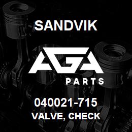 040021-715 Sandvik VALVE, CHECK | AGA Parts