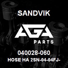 040028-060 Sandvik HOSE HA 2SN-04-04FJ-000-04FJ-62 | AGA Parts
