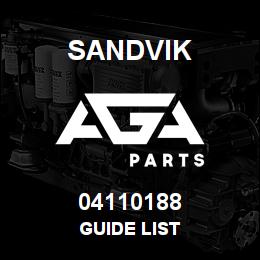 04110188 Sandvik GUIDE LIST | AGA Parts
