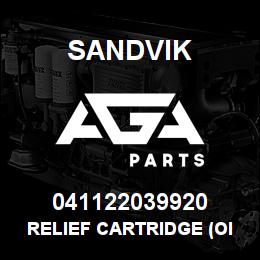 041122039920 Sandvik RELIEF CARTRIDGE (OIL CONTROL) | AGA Parts