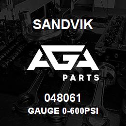 048061 Sandvik GAUGE 0-600PSI | AGA Parts