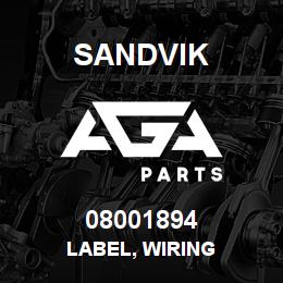 08001894 Sandvik LABEL, WIRING | AGA Parts