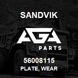 56008115 Sandvik PLATE, WEAR | AGA Parts
