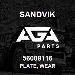 56008116 Sandvik PLATE, WEAR | AGA Parts