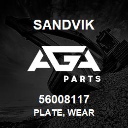 56008117 Sandvik PLATE, WEAR | AGA Parts