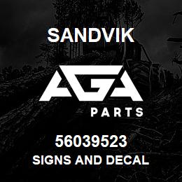 56039523 Sandvik SIGNS AND DECAL | AGA Parts