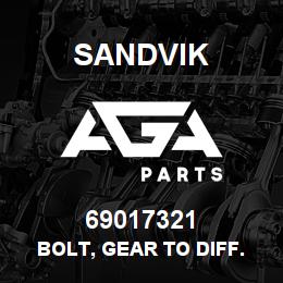 69017321 Sandvik BOLT, GEAR TO DIFF. CASE | AGA Parts