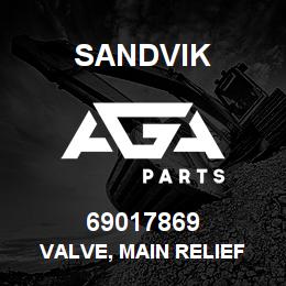 69017869 Sandvik VALVE, MAIN RELIEF | AGA Parts