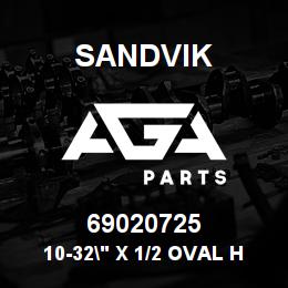 69020725 Sandvik 10-32" X 1/2 OVAL HEAD SCREWS | AGA Parts