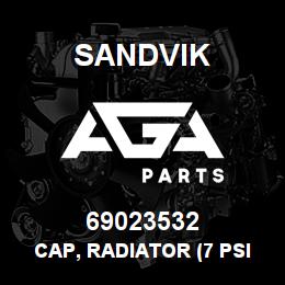 69023532 Sandvik CAP, RADIATOR (7 PSI) R/B 69013828RB | AGA Parts