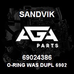 69024386 Sandvik O-RING WAS DUPL 69025638,69026683 | AGA Parts