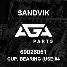 69026051 Sandvik CUP, BEARING (USE 040006-173) RB | AGA Parts