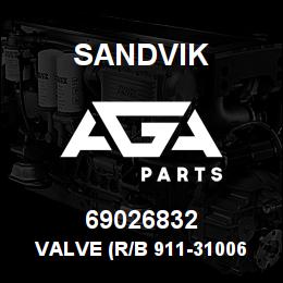 69026832 Sandvik VALVE (R/B 911-31006) RB | AGA Parts