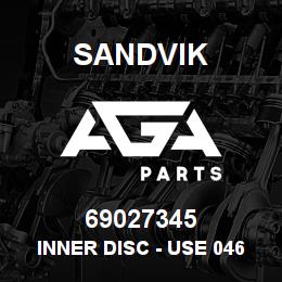 69027345 Sandvik INNER DISC - USE 04695550 (DUPL) RB | AGA Parts