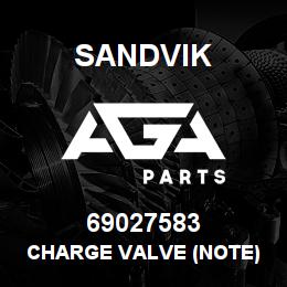 69027583 Sandvik CHARGE VALVE (NOTE) | AGA Parts