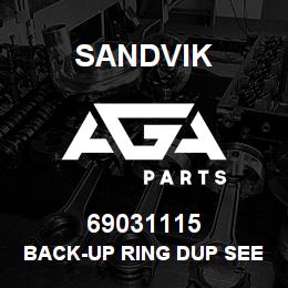 69031115 Sandvik BACK-UP RING DUP SEE 69014707 RB | AGA Parts
