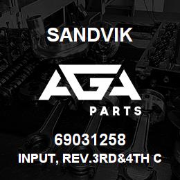69031258 Sandvik INPUT, REV.3RD&4TH CLUTCH GR | AGA Parts