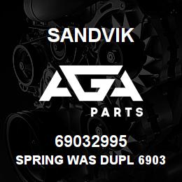 69032995 Sandvik SPRING WAS DUPL 69037193 | AGA Parts