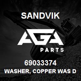 69033374 Sandvik WASHER, COPPER WAS DUPL 69039535 | AGA Parts