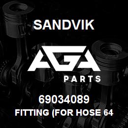 69034089 Sandvik FITTING (FOR HOSE 64257334) (NOTE) | AGA Parts