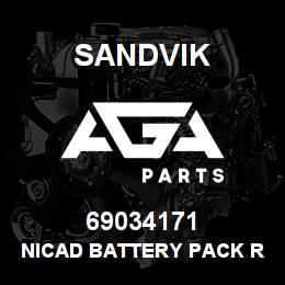 69034171 Sandvik NICAD BATTERY PACK RECHARGEABLE NO | AGA Parts