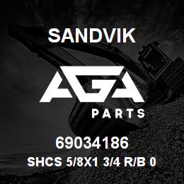 69034186 Sandvik SHCS 5/8X1 3/4 R/B 001559-118 (DUPRB | AGA Parts