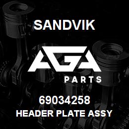 69034258 Sandvik HEADER PLATE ASSY | AGA Parts