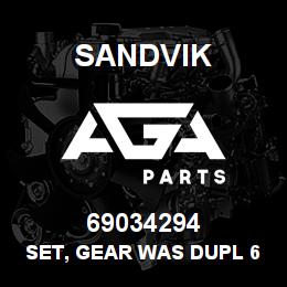 69034294 Sandvik SET, GEAR WAS DUPL 69036112 | AGA Parts