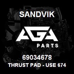 69034678 Sandvik THRUST PAD - USE 67412929 (DUPL) RB | AGA Parts