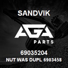 69035204 Sandvik NUT WAS DUPL 69034580 | AGA Parts