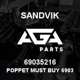 69035216 Sandvik POPPET MUST BUY 69037274 - T-TEXT | AGA Parts