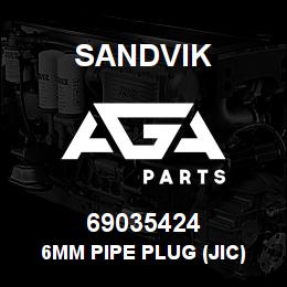 69035424 Sandvik 6MM PIPE PLUG (JIC) | AGA Parts