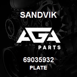 69035932 Sandvik PLATE | AGA Parts