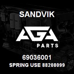 69036001 Sandvik SPRING USE 88208099 RB | AGA Parts