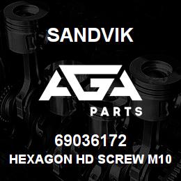 69036172 Sandvik HEXAGON HD SCREW M10 X 30 LONG | AGA Parts