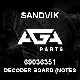 69036351 Sandvik DECODER BOARD (NOTES) | AGA Parts