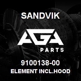 9100138-00 Sandvik ELEMENT INCL.HOOD | AGA Parts