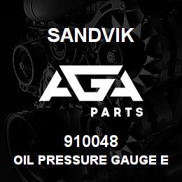910048 Sandvik OIL PRESSURE GAUGE E/S 0-100PSI | AGA Parts