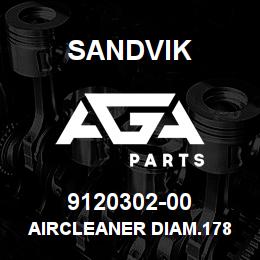 9120302-00 Sandvik AIRCLEANER DIAM.178 MM. | AGA Parts