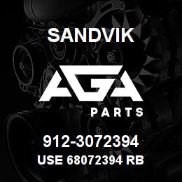 912-3072394 Sandvik USE 68072394 RB | AGA Parts