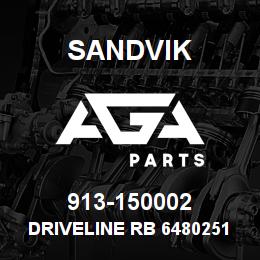913-150002 Sandvik DRIVELINE RB 64802511 RB | AGA Parts