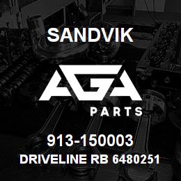 913-150003 Sandvik DRIVELINE RB 64802512 RB | AGA Parts