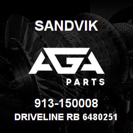 913-150008 Sandvik DRIVELINE RB 64802514 RB | AGA Parts