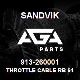 913-260001 Sandvik THROTTLE CABLE RB 64260001 RB | AGA Parts