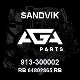 913-300002 Sandvik RB 64802865 RB | AGA Parts