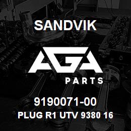 9190071-00 Sandvik PLUG R1 UTV 9380 16 | AGA Parts